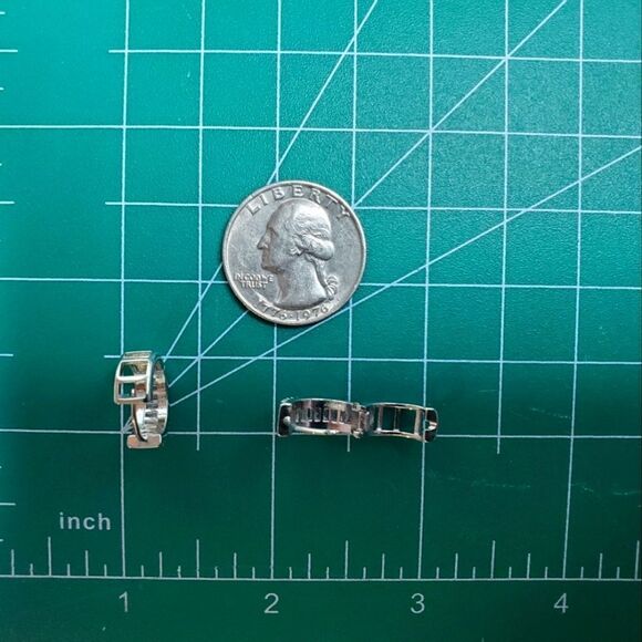 Clear White Asymmetrical & Clear White Baguette Diamond Earrings 925 Silver - Picture 7 of 8